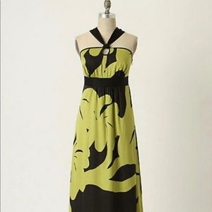 Marimekko for Anthropologie Rustling Treetops Maxi Halter Dress